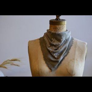 NaturallyDyed Raw Silk Bandana/scarf &leather cuff